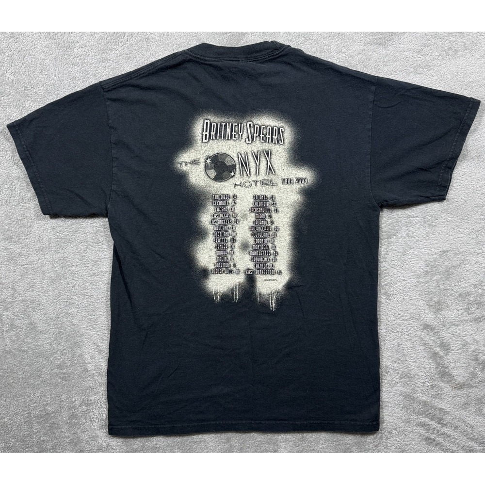 Vintage Britney Spears Mens Medium The Onyx Hotel Tour 2004 Dance Tee Y2K Black - Picture 2 of 8